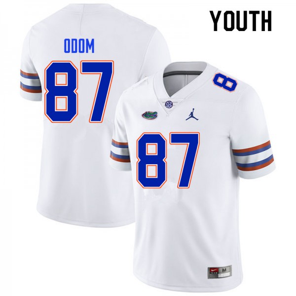 Youth #87 Jonathan Odom Florida Gators College Football Jerseys White
